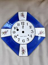Art Deco Miller 8 Day Porcelain Royal Blue Octagon Wall Clock Plate 10