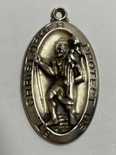 Vintage Catholic Sterling Silver St Christopher Medal, 15.29 Grams Silver picture