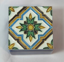 Ceramic Tile Trinket Box Portugal Hand Painted Sa Nogueira picture