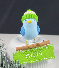2017 Hallmark Son Blue Bird Beanie Hat Green  Christmas Ornament ADORABLE picture