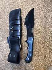 HSK forest Tracker Knife Black Linen Micarta Handle Sheath 62 HRC D2 Tool Steel picture