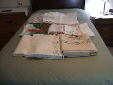 VINTAGE LOT OF 9 TABLECLOTHS VARIOUS SIZES picture