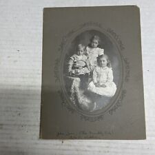 Antique Circa 1900s Cabinet Card Three  Adorable Little Kids picture
