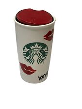 Starbucks Lips XOXO Kiss Hugs Valentine's Day Double Wall Ceramic Travel Tumbler picture