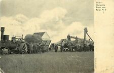 c1907 Postcard; Steam Combine Harvester Scene near Fargo ND Farming Agriculture picture