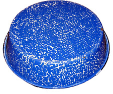 Vintage Graniteware Enamelware Blue & White Swirl Pot BOWL WASH BASIN picture