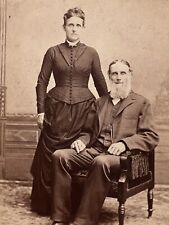 Vtg Antique Cabinet Card Photo Millikin Victorian Couple - Bellefontaine OH S56 picture