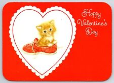Postcard Happy Valentines Day Orange Kitten In Red Shoe Hallmark Unposted picture