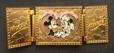 Disney Pin 5550 Mickey Minnie Mouse Our Wedding Hinged autograph book gold tone picture
