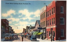 LINEN Postcard     CENTER STREET, LOOKING SOUTH  -  FREELAND, PA picture