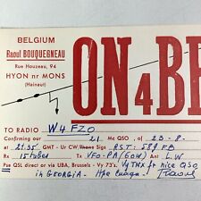 Belgium QSL Radio Card 1957 Raoul Bouquegneau Hymns Mons Hainaut Houzeau picture