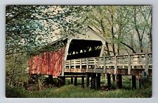 Winterset IA-Iowa, Donahoe Covered Bridge, Antique, Vintage Souvenir Postcard picture