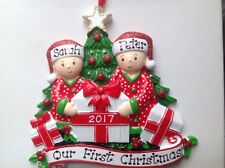 Personalized Twins Newlywed Couple's First Christmas Pajama Ornament Grandparent picture