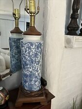 Antique Hand Painted Gilded Floral Porcelain Blue And White Classic  Table Lamp picture