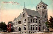 Postcard Post Office and Elks' Temple in Jackson, Michigan picture