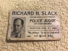Vintage Political Card Richard H Slack Owensboro Kentucky Police Judge 1941 picture