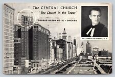 c1954 Central Church Conrad Hilton Hotel Chicago IL 4x6 VINTAGE Postcard 1565 picture