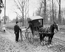 Photograph Post Office Vintage  Mail Delivery Horse & Buggy Year 1914 8x10 picture