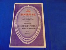 Vint 1937 Advertising Card Samurai Co Cultured Pearls Crystals Jewels Kobe Japan picture