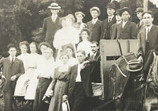 Antique Vtg RPPC Horse Wagon Men Hats Women Asian Teachers Id’d U.C. 1909 #143 picture