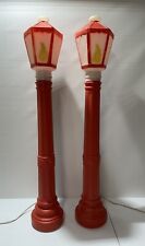 Set 2 Vtg Empire Blow Mold Lantern Lamp Post Candle Street Light Dickens Lighted picture