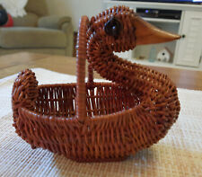 Vintage Mini Wicker Duck Basket with Handle (5