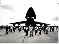 LG33 Original Photo OPERATION HANDSHAKE Crowd of People Walk by Aircraft Plane picture