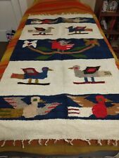Vintage textile woven bird design rug, tapestry cloth. Peru picture