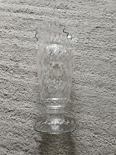 Large Antique Hand Blown Bohemian Glass Vase Ruffle Top Diamond Exterior Footed  picture