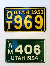 Vintage Wheaties' bike plates: 1954 Utah And 1953 Utah VGC picture