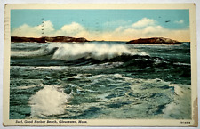 Surf Harbor Beach Gloucester Massachusetts MA Ocean View Waves 1946 Postcard picture