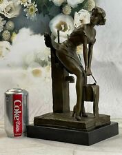 Erotic Bronze Austrian Vienna Lady in Skirt Sculpture Art Deco Lost Wax Figurine picture