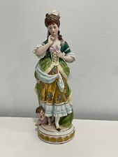 Vintage Antique German Kister Scheibe Alsbach Porcelain Figurine Woman & Cherub picture