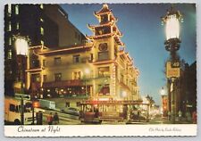 Chinatown at Night, Cathay House, San Francisco CA California Postcard 1976 picture