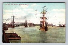 Portland OR-Oregon, The Harbor, Ships, c1908 Vintage Souvenir Postcard picture