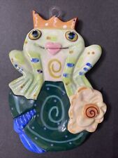 Spoon Rest Frog Dana Simson Prince Crown Wall Plaque Hand Painted Pottery Vtg picture