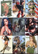 Bombshells Women of War (AxeBone BadAxe Studios) Complete 50-Card Set + 2 Models picture