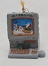Vintage Desktop Computer Christmas Ornament Santa, Reindeer, & Holly picture