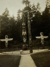 Totem Poles Indigenous Native People Spirit B&W Photograph 1.75 x 2.75 picture