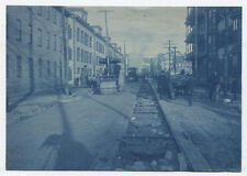 VINTAGE CYANOTYPE STREET CONSTRUCTION WITH STEAMROLLER.    picture