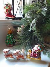 Set of 3 Christopher Radko Christmas Ornaments, Santa And Sleigh, Boot and Tree picture