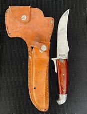 Vintage Antler Stainless Japan Hunting Knife W/ Leather Sheath No Hatchet picture