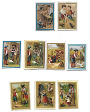 9 Antique Advertising Chromos h. 6cm Coffee L' Extra Kids Tales picture