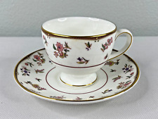 Wedgwood Floral Tea Cup & Saucer Gold Deco Trim Butterfly picture