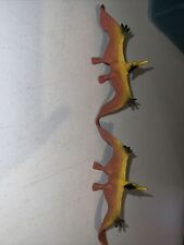 (2) Vintage BROWN AND YELLOW PTERODACTYL DINOSAUR FIGURES KIDS TOYS picture