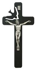 Confirmation Wooden Black Wall Cross With Pewter Corpus Christi and Dove, 8 Inch picture