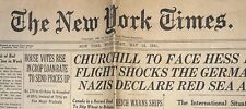 1941 MAY 14 NEW YORK TIMES - CHURCHILL TO FACE HESS FOR TALK - 4 Full Pages picture