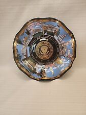 Vintage Houze Art Glass Washington DC Souvenir Ruffled Dish Gilded Gold Trim picture