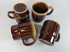 1960s Drip Glaze Stacking Mugs Cup Made In Japan Coffee Tea Brown Set Of 4  picture