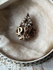 Vintage  PHI Delta EPSILON? Fraternity Sorority  10K? Gold Pearls w/Ruby Pin picture